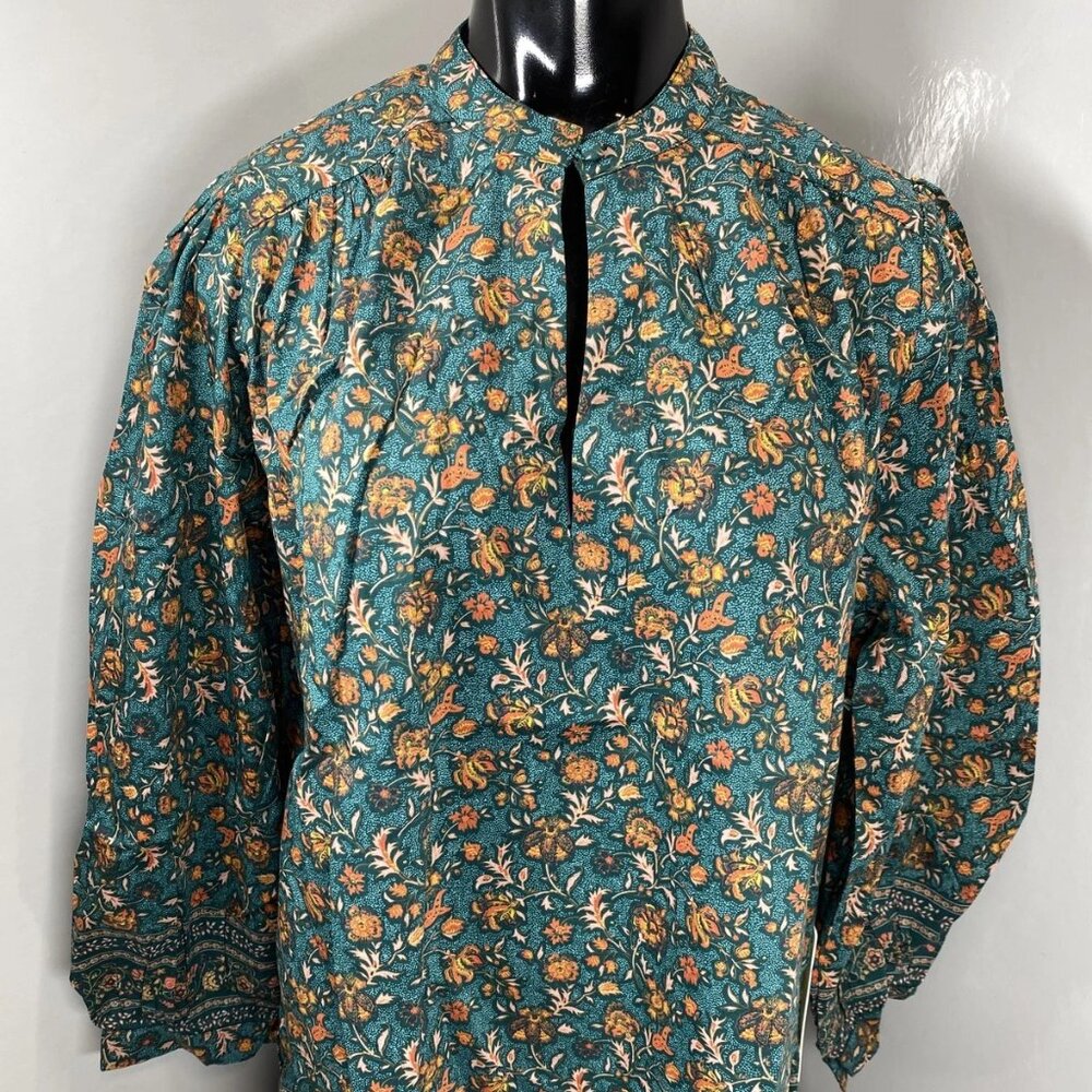 Trovata Women's “Bailey” Botanical Border Blouse Size M – Green/Multi Floral